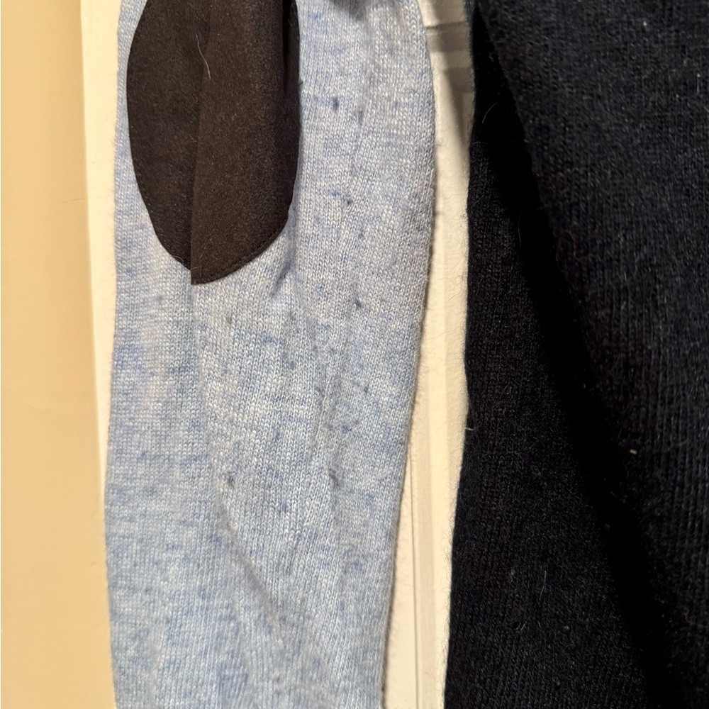 J.Crew Blue Elbow Patch Angora Sweater - Picture 5 of 9